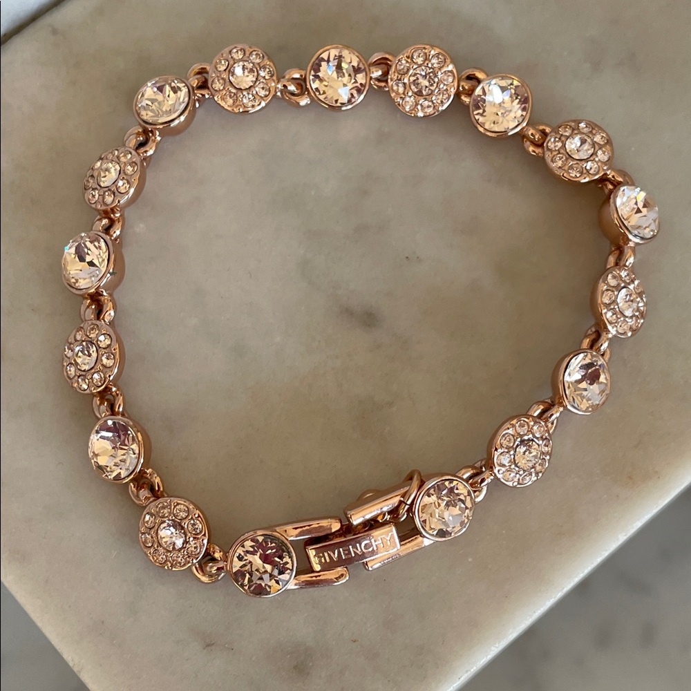 GIVENCHY Rose Gold Tennis Bracelet with Clear Crystals - Picture 14 of 16